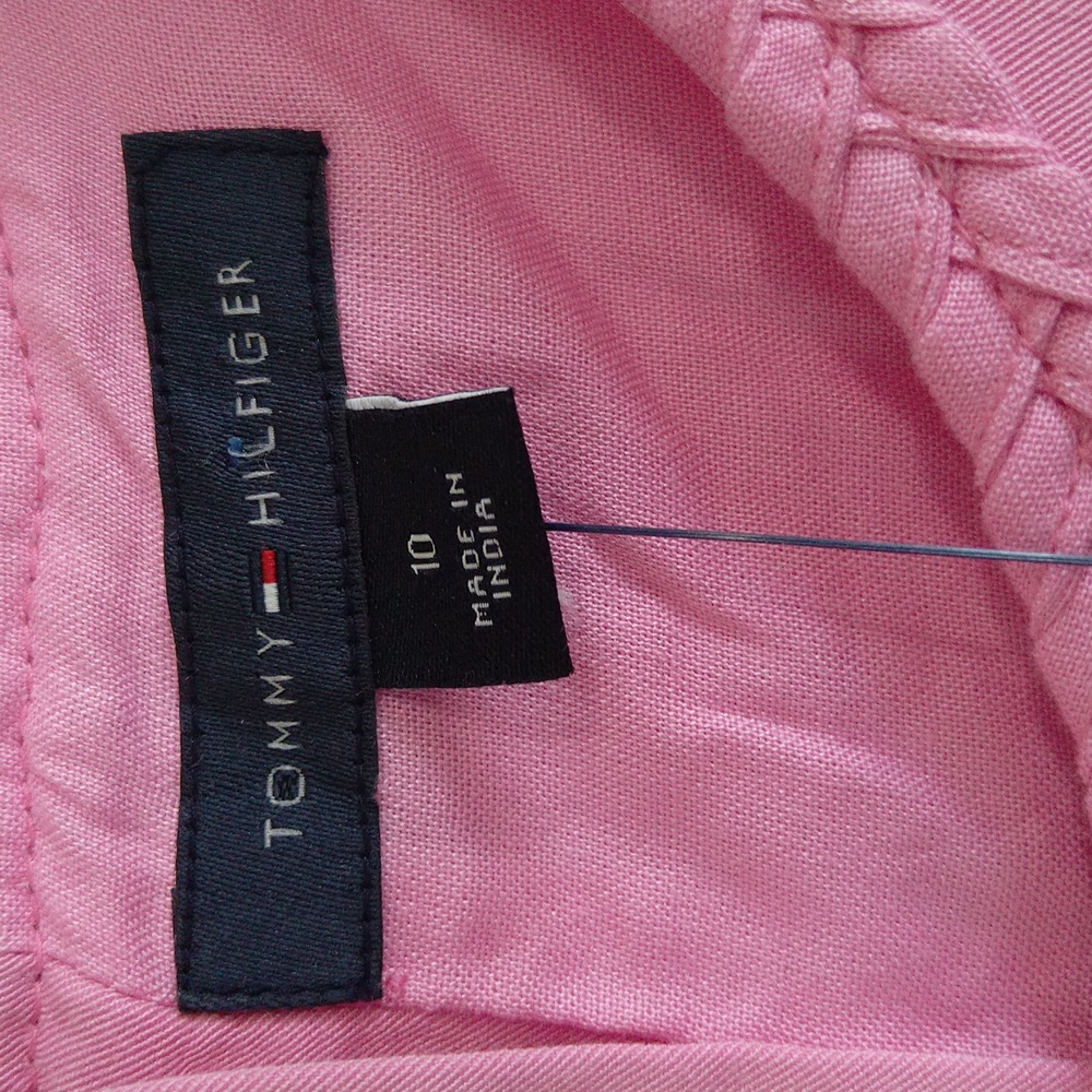 Tommy Hilfiger girl's sleeveless color block pink & orange shift party dress - Picture 3 of 12